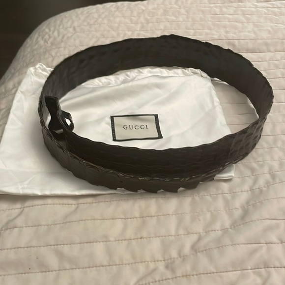 Kim kardasian alligator ?crocodile dark brown belt by Gucci can fit a 34 waist main image 6